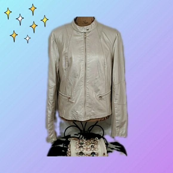 Kenneth Cole Reaction Jackets & Blazers - KENNETH COLE REACTION•Gold faux leather• EUC•Lrg.
